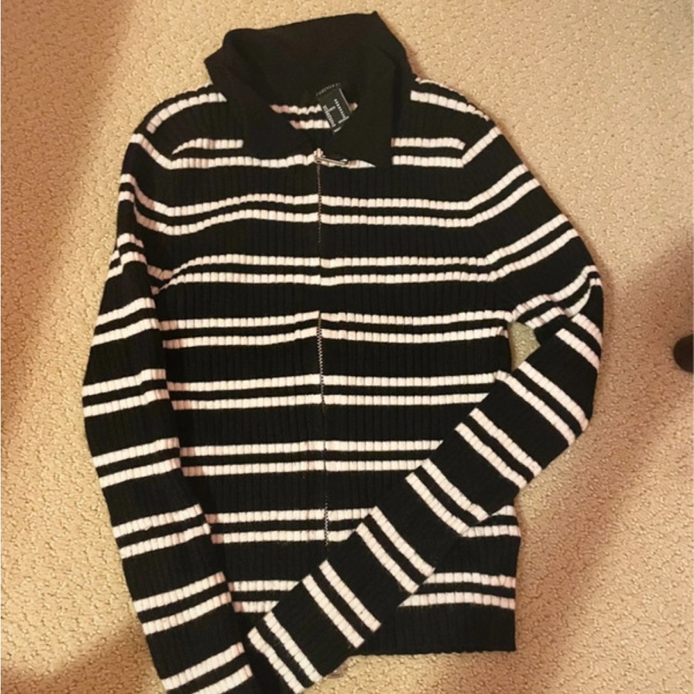 Forever 21 Black and White Striped Jacket